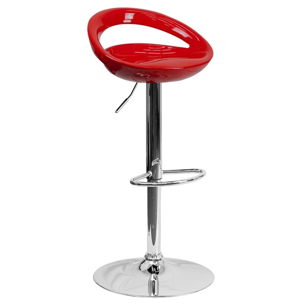 Flash Furniture Red Vinyl Barstool, Adj Height - CH-TC3-1062-RED-GG