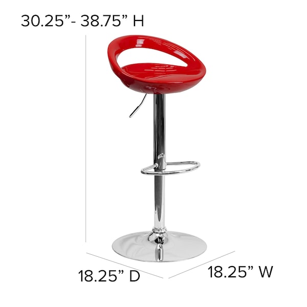 Flash Furniture Red Vinyl Barstool, Adj Height - CH-TC3-1062-RED-GG