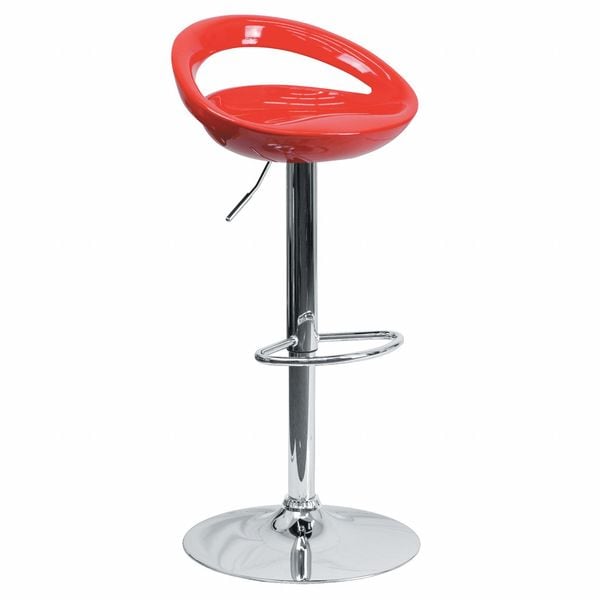Flash Furniture Red Vinyl Barstool, Adj Height - CH-TC3-1062-RED-GG