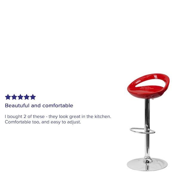 Flash Furniture Red Vinyl Barstool, Adj Height - CH-TC3-1062-RED-GG