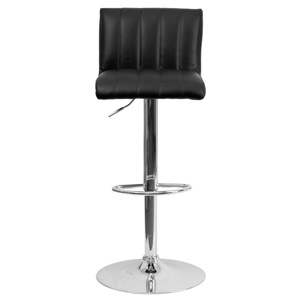 Flash Furniture Black Vinyl Barstool, Adj Height, Seat Height Range: 24-3/4" to 33-1/2" - CH-112010-BK-GG