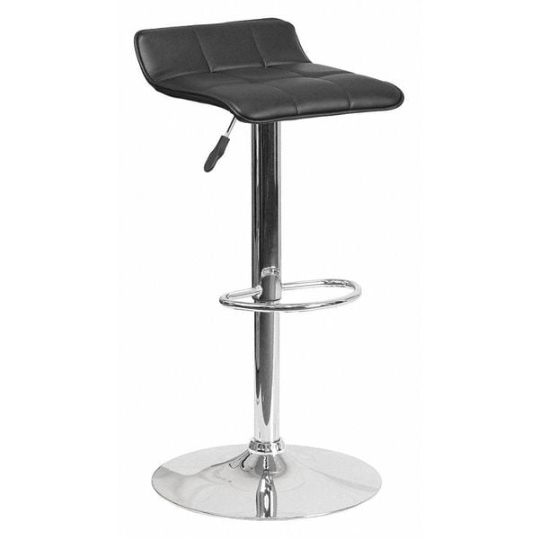Flash Furniture Black Vinyl Barstool, Adj Height - DS-801B-BK-GG