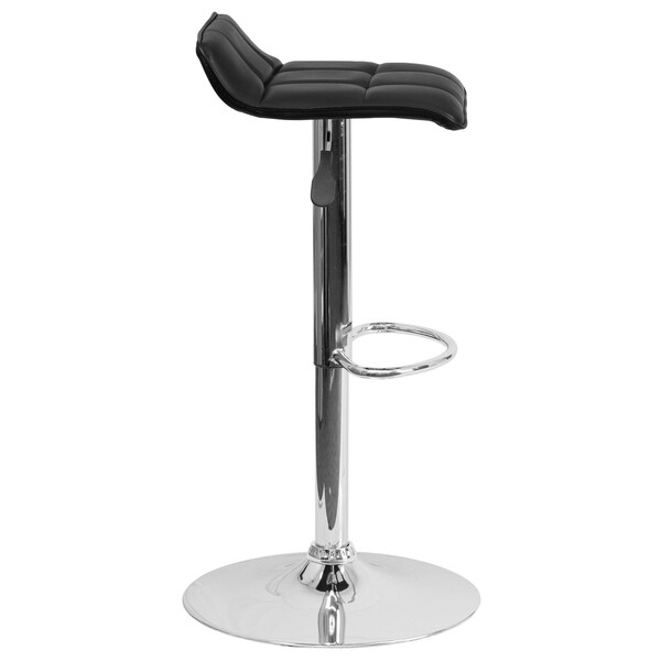 Flash Furniture Black Vinyl Barstool, Adj Height - DS-801B-BK-GG
