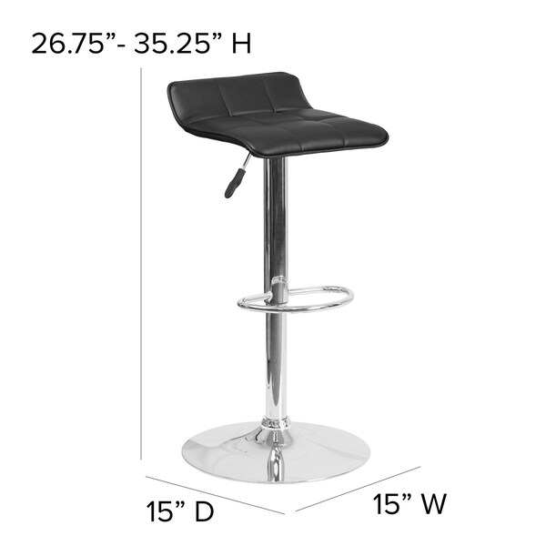 Flash Furniture Black Vinyl Barstool, Adj Height - DS-801B-BK-GG