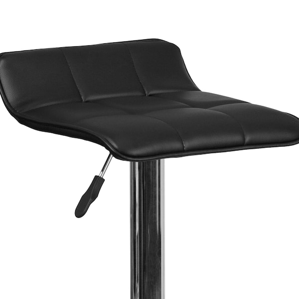 Flash Furniture Black Vinyl Barstool, Adj Height - DS-801B-BK-GG