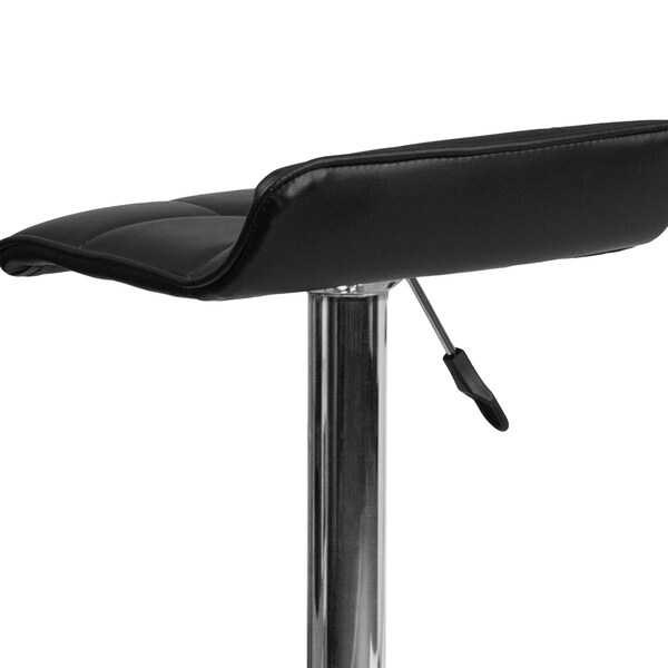 Flash Furniture Black Vinyl Barstool, Adj Height - DS-801B-BK-GG
