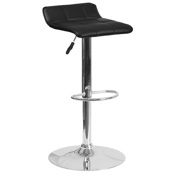 Flash Furniture Black Vinyl Barstool, Adj Height - DS-801B-BK-GG