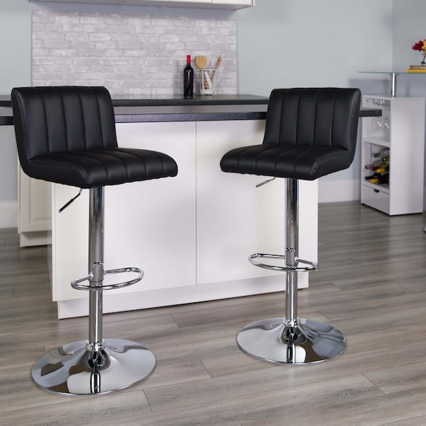 Flash Furniture Black Vinyl Barstool, PK2 - 2-CH-112010-BK-GG