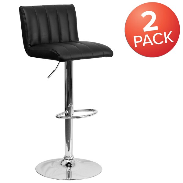 Flash Furniture Black Vinyl Barstool, PK2 - 2-CH-112010-BK-GG