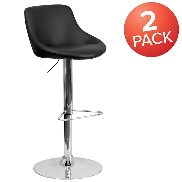 Flash Furniture Black Vinyl Barstool, PK2 - 2-CH-82028-MOD-BK-GG