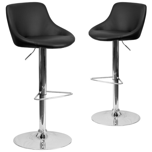 Flash Furniture Black Vinyl Barstool, PK2 - 2-CH-82028-MOD-BK-GG