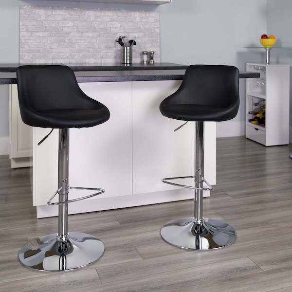 Flash Furniture Black Vinyl Barstool, PK2 - 2-CH-82028-MOD-BK-GG