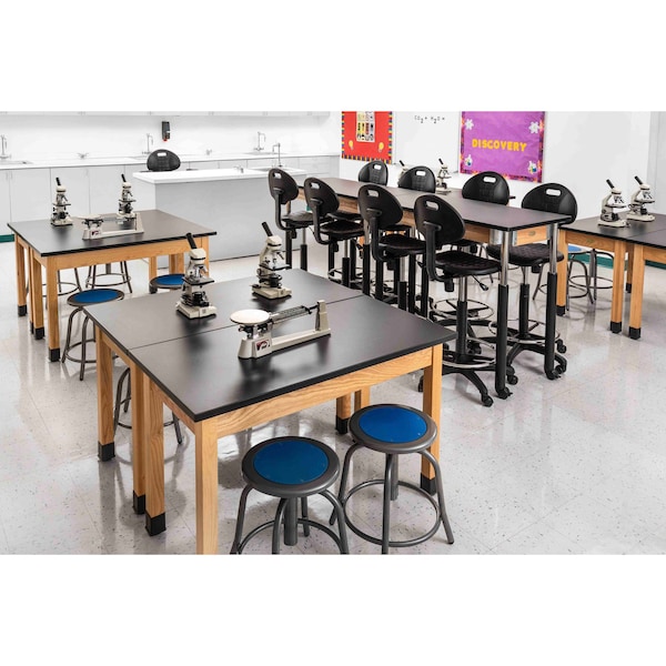 National Public Seating Adjustable Stool, Blue Seat, 18" H - 6825-02
