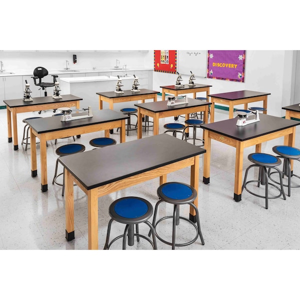 National Public Seating Adjustable Stool, Blue Seat, 18" H - 6825-02