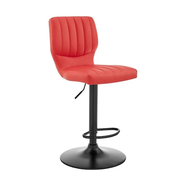 Gfancy Fixtures Red Faux Leather Textured Adjustable Bar Stool - GF3106486
