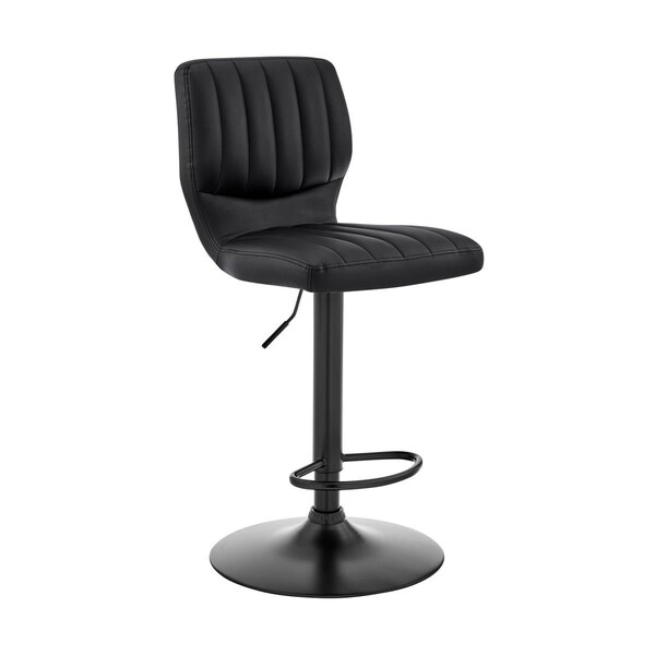 Homeroots Black Faux Leather Textured Adjustable Bar Stool - 476895