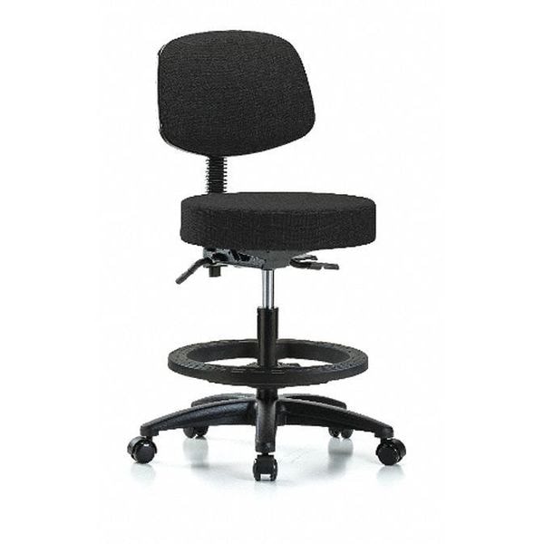 Blue Ridge Ergonomics Bench Stool, Med, Fab, Bk, BF, Casters, Blk - BR-FMBST-RG-T0-BF-RC-F42