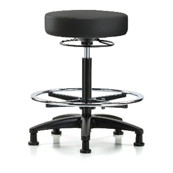 Zoro Select Bench Stool, Hi, Vinyl, CF, Glides, BLK - BR-VHBSO-RG-CF-RG-8540