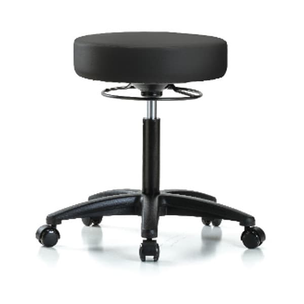 Zoro Select Bench Stool, Med, Vinyl, Casters, BLK - BR-VMBSO-RG-NF-RC-8540