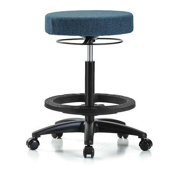 Blue Ridge Ergonomics Bench Stool, Hi, Fabric, BF, Casters, Blu - BR-FHBSO-RG-BF-RC-F43