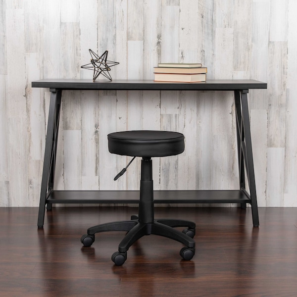 Flash Furniture Black Adjustable Doctors Stool on Wheels with Ergonomic Molded Seat - CH-82042-3X01-GG