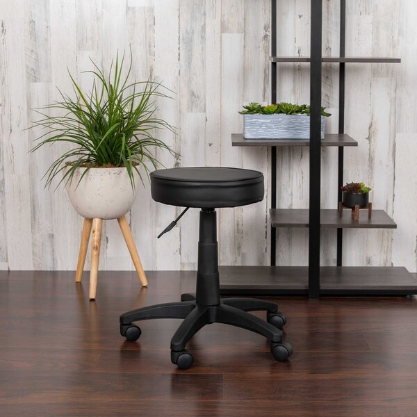 Flash Furniture Black Adjustable Doctors Stool on Wheels with Ergonomic Molded Seat - CH-82042-3X01-GG