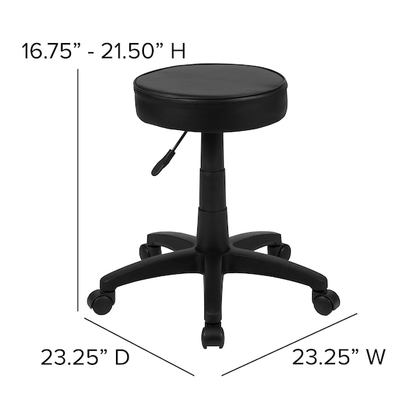 Flash Furniture Black Adjustable Doctors Stool on Wheels with Ergonomic Molded Seat - CH-82042-3X01-GG