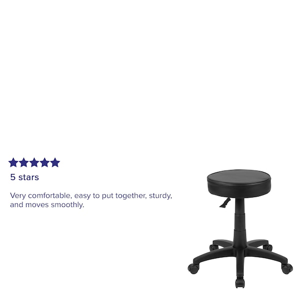 Flash Furniture Black Adjustable Doctors Stool on Wheels with Ergonomic Molded Seat - CH-82042-3X01-GG