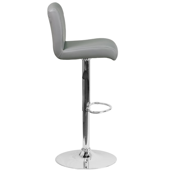 Flash Furniture Gray Vinyl Barstool, Adj Height - DS-8101B-GY-GG