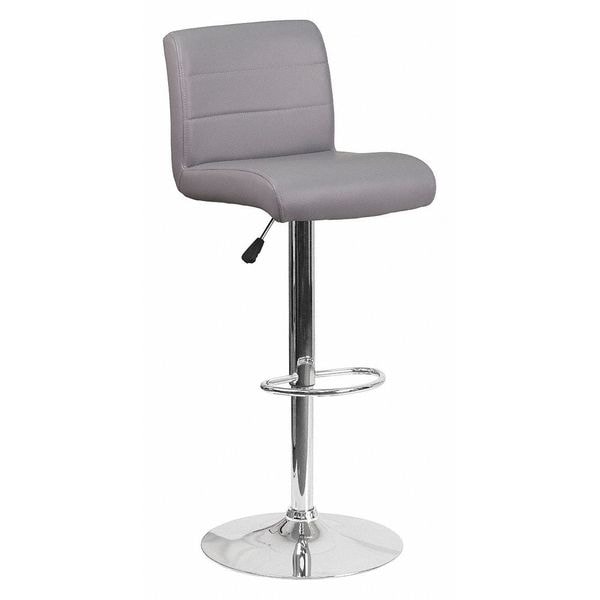Flash Furniture Gray Vinyl Barstool, Adj Height - DS-8101B-GY-GG