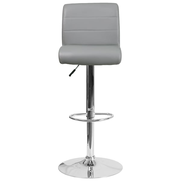 Flash Furniture Gray Vinyl Barstool, Adj Height - DS-8101B-GY-GG