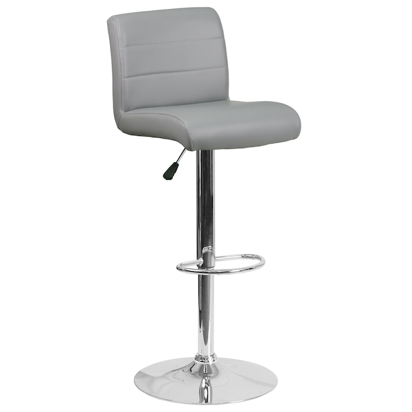 Flash Furniture Gray Vinyl Barstool, Adj Height - DS-8101B-GY-GG