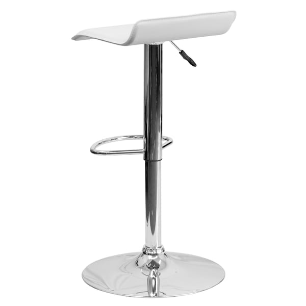 Flash Furniture White Vinyl Barstool, Adj Height - DS-801-CONT-WH-GG