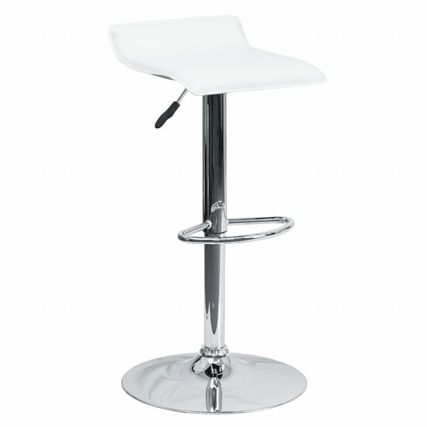 Flash Furniture White Vinyl Barstool, Adj Height - DS-801-CONT-WH-GG