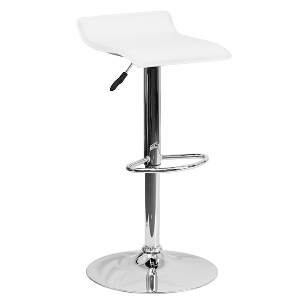 Flash Furniture White Vinyl Barstool, Adj Height - DS-801-CONT-WH-GG