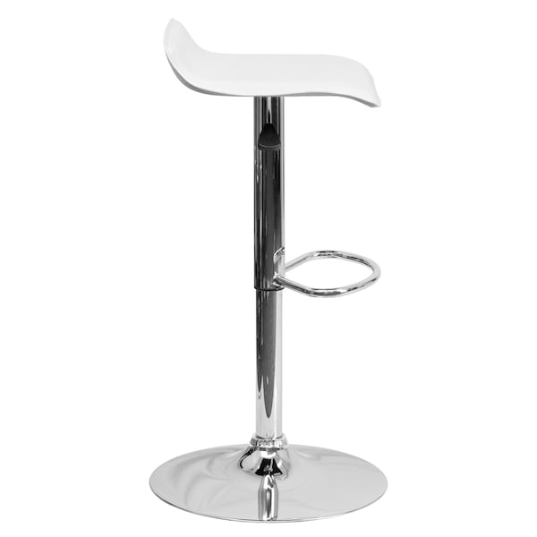 Flash Furniture White Vinyl Barstool, Adj Height - DS-801-CONT-WH-GG