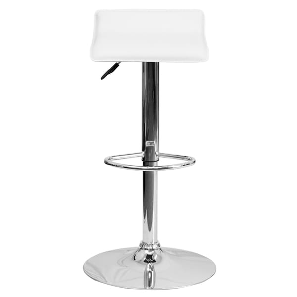 Flash Furniture White Vinyl Barstool, Adj Height - DS-801-CONT-WH-GG