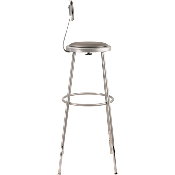 National Public Seating Round Stool with Backrest, Height 31" to 39"Gray - 6430HB