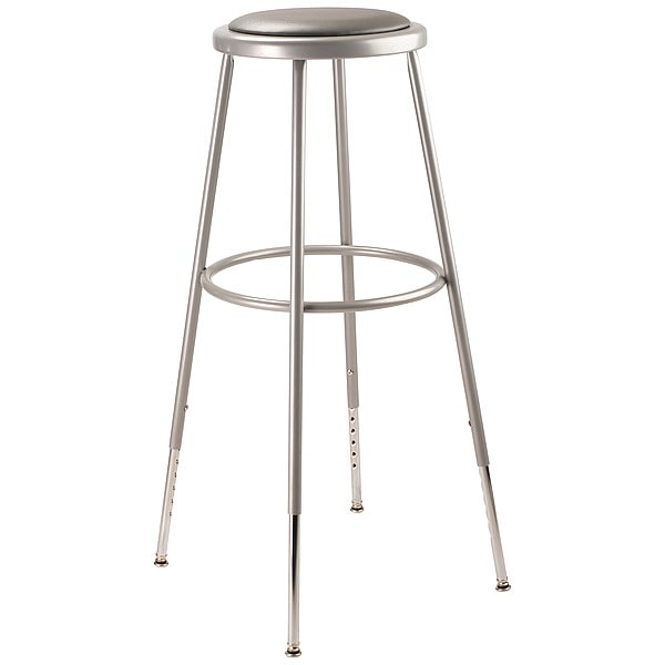 National Public Seating Round Stool, Height Range 31" to 39", Vinyl Gray - 6430H
