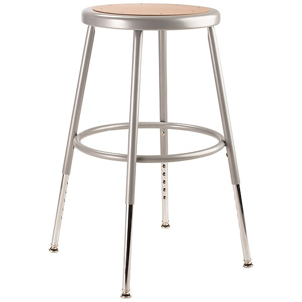 National Public Seating Round Stool, Height Range 19" to 27", Masonite Board Gray - 6218H