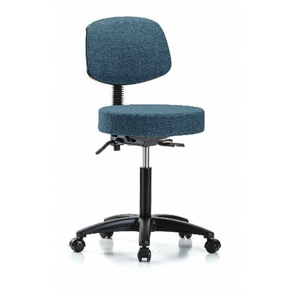Blue Ridge Ergonomics Bench Stool, Med, Fabric, Bk Casters, Blu - BR-FMBST-RG-T0-NF-RC-F43