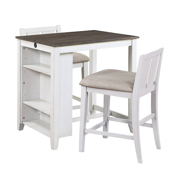 Homelegance Daye 3PC Counter Height Set, White - 5773WH-32
