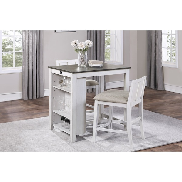 Homelegance Daye 3PC Counter Height Set, White - 5773WH-32