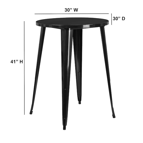 Flash Furniture Round 30" L, 30" W, 41" H, Metal Top, Black - CH-51090-40-BK-GG