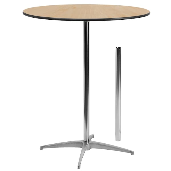 Flash Furniture Round Pub Table w/2 Columns, Rnd, Brchwd Top, 36", 36" L, 36" W, 42" H, Wood Top, Wood Grain - XA-36-COTA-GG