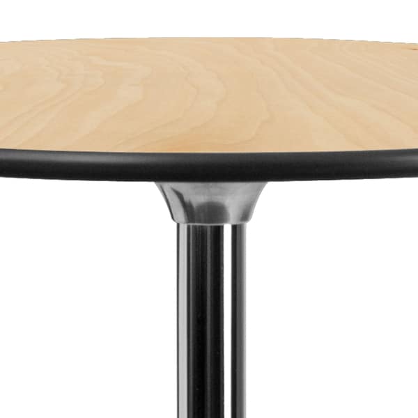 Flash Furniture Round Pub Table w/2 Columns, Rnd, Brchwd Top, 36", 36" L, 36" W, 42" H, Wood Top, Wood Grain - XA-36-COTA-GG