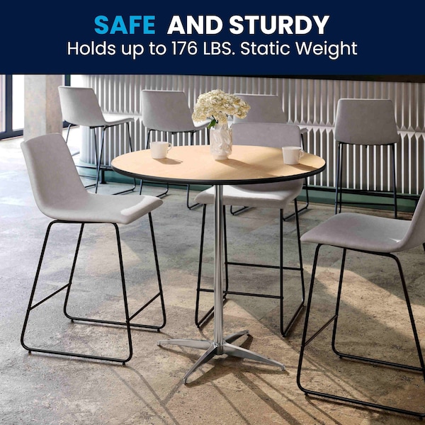 Flash Furniture Round Pub Table w/2 Columns, Rnd, Brchwd Top, 36", 36" L, 36" W, 42" H, Wood Top, Wood Grain - XA-36-COTA-GG