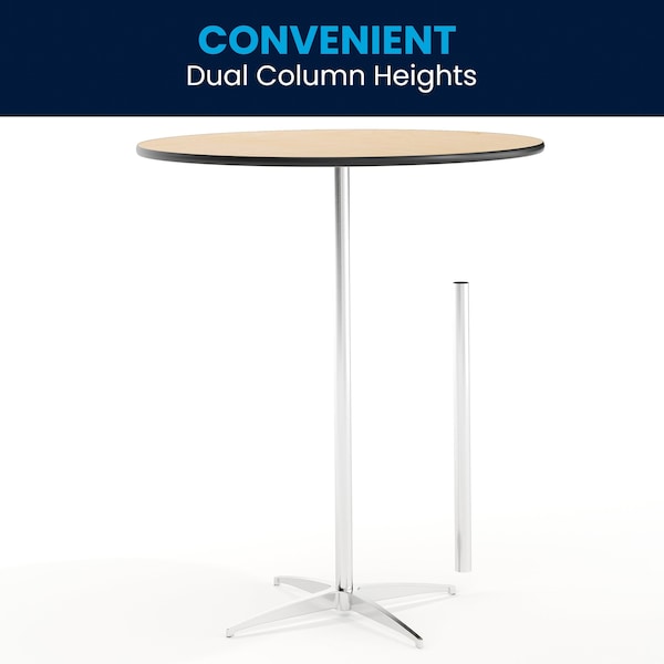 Flash Furniture Round Pub Table w/2 Columns, Rnd, Brchwd Top, 36", 36" L, 36" W, 42" H, Wood Top, Wood Grain - XA-36-COTA-GG