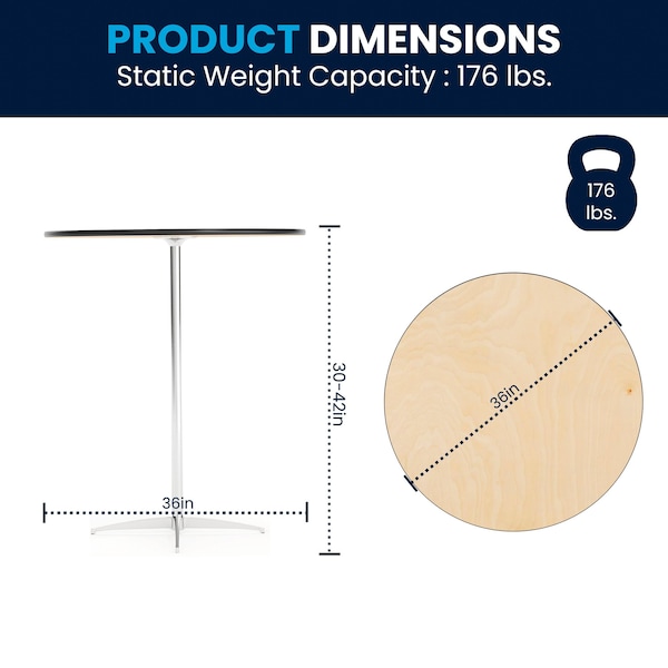 Flash Furniture Round Pub Table w/2 Columns, Rnd, Brchwd Top, 36", 36" L, 36" W, 42" H, Wood Top, Wood Grain - XA-36-COTA-GG