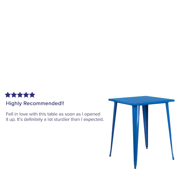 Flash Furniture Square 33.25" L, 33.25" W, 40.75" H, Metal Top, Blue - CH-51040-40-BL-GG
